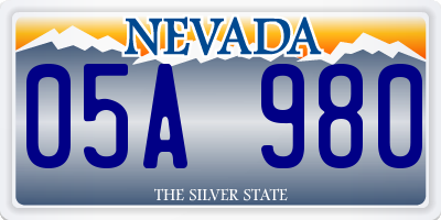 NV license plate 05A980