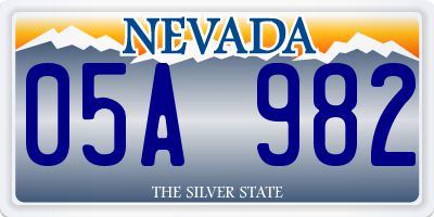 NV license plate 05A982