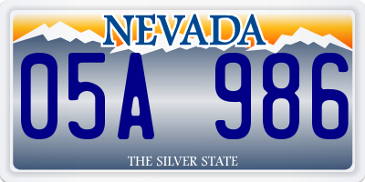NV license plate 05A986
