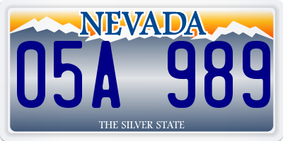 NV license plate 05A989
