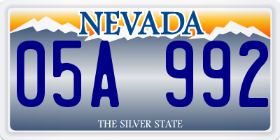 NV license plate 05A992