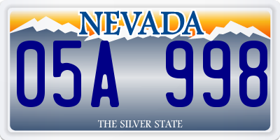 NV license plate 05A998