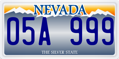 NV license plate 05A999