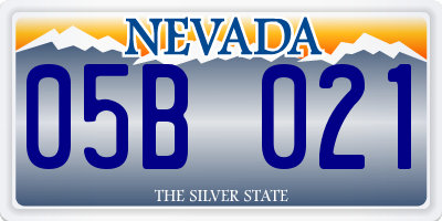 NV license plate 05B021