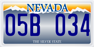 NV license plate 05B034