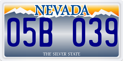 NV license plate 05B039