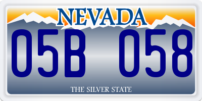 NV license plate 05B058
