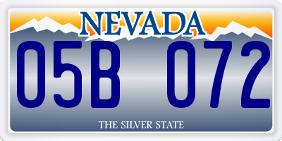 NV license plate 05B072