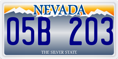 NV license plate 05B203