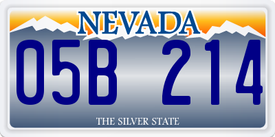 NV license plate 05B214