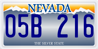 NV license plate 05B216