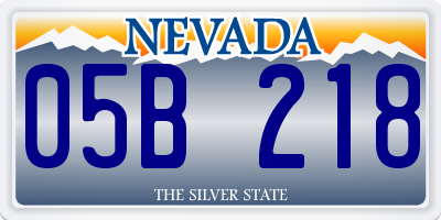 NV license plate 05B218