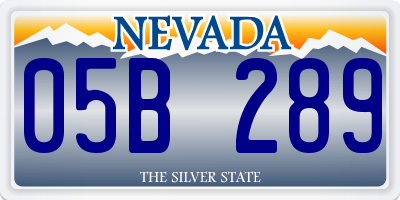 NV license plate 05B289