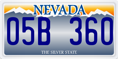 NV license plate 05B360