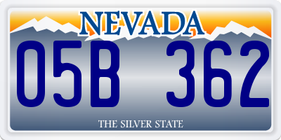 NV license plate 05B362
