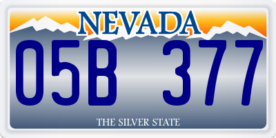 NV license plate 05B377