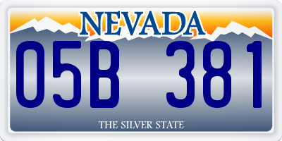 NV license plate 05B381