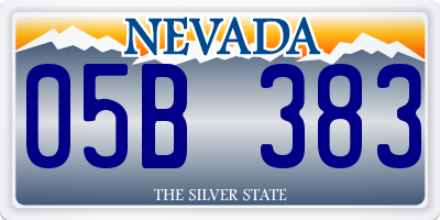 NV license plate 05B383