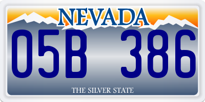 NV license plate 05B386