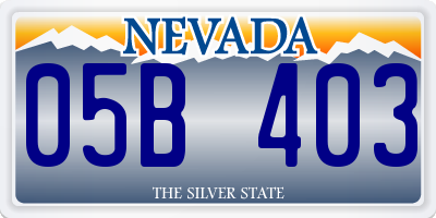 NV license plate 05B403