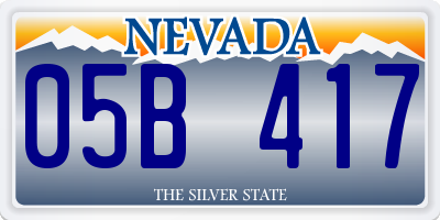 NV license plate 05B417