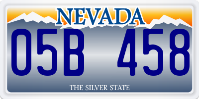 NV license plate 05B458