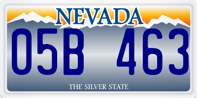 NV license plate 05B463