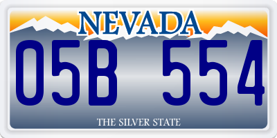 NV license plate 05B554