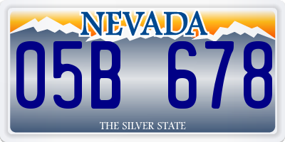 NV license plate 05B678