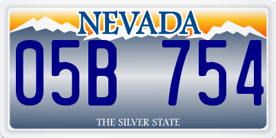 NV license plate 05B754