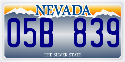 NV license plate 05B839