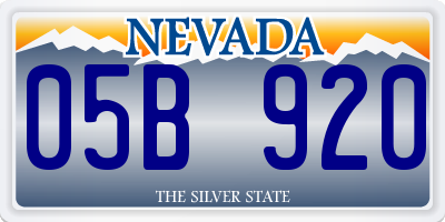 NV license plate 05B920