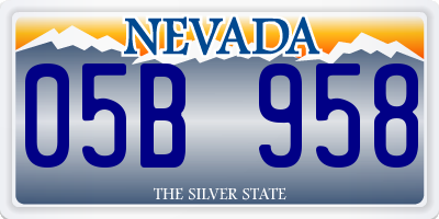 NV license plate 05B958