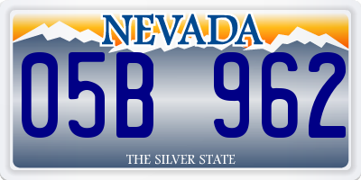 NV license plate 05B962