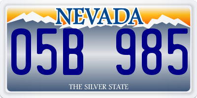 NV license plate 05B985