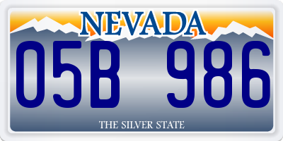 NV license plate 05B986