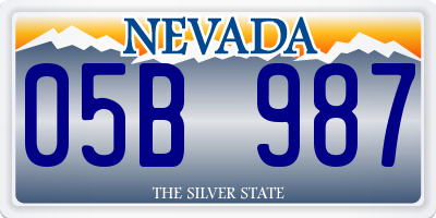 NV license plate 05B987