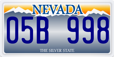 NV license plate 05B998