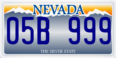 NV license plate 05B999