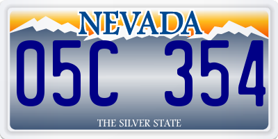 NV license plate 05C354