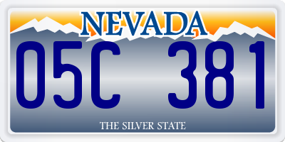 NV license plate 05C381