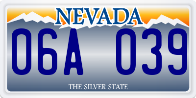 NV license plate 06A039