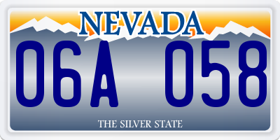 NV license plate 06A058