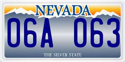 NV license plate 06A063