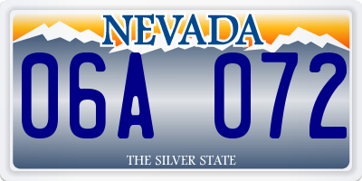 NV license plate 06A072