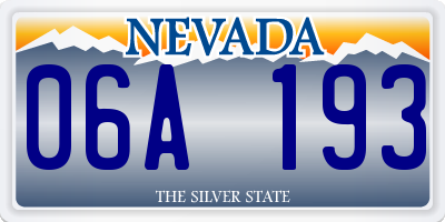 NV license plate 06A193