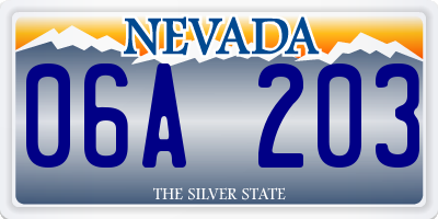 NV license plate 06A203