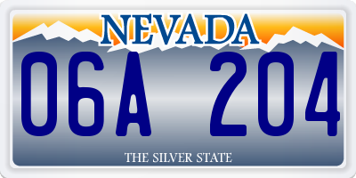 NV license plate 06A204