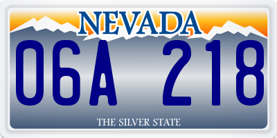 NV license plate 06A218