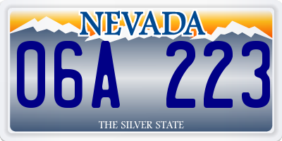 NV license plate 06A223
